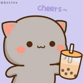🙂 cheers ~ cat, bubble tea, cute, kawaii, drink telegram sticker