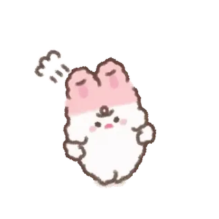 💕 mignon, animal, dessin animé, en colère, rose, blanc, lapin, lapin telegram sticker