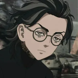 👻 Anime, Tattoo, Brille, Charakter, Illustration telegram sticker