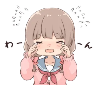 🥡 わーん crying, sad, anime, girl, tears, emotional telegram sticker