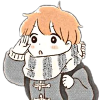 🐙 Kartun, Salam, Musim dingin, Syal, Lucu, Anak laki-laki telegram sticker