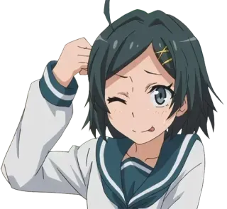 😜 Anime, Garota, Piscadela, Uniforme escolar, Fofo telegram sticker