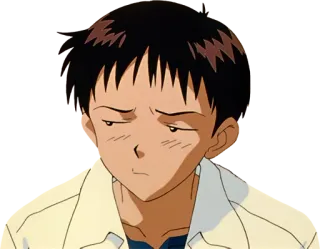 😐 Shinji Ikari Neon Genesis Evangelion Anime, Eva, Triste, Adolescent, Sérieux telegram sticker