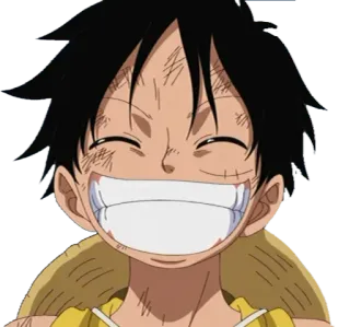 😁 Monkey D. Luffy One Piece アニメ, ワンピース, モンキー・D・ルフィ, ルフィ, 漫画, 笑顔, 麦わら帽子 telegram sticker