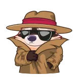 🕵️‍♂️ Waschbär, Spion, Detektiv, Hut, Mantel, Sonnenbrille, Cartoon whatsapp sticker