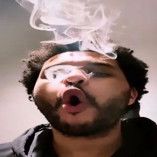 😮 The Weeknd singer, celebrity, smoke, mouth, expression telegram sticker