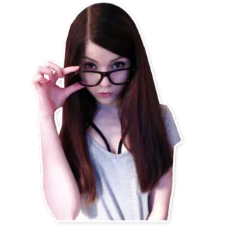 🤔 donna, ragazza, occhiali, ritratto, bruna, persona telegram sticker