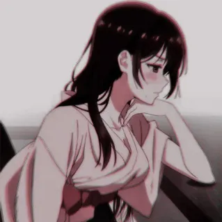 ⛓ ragazza anime, triste, pensierosa, manga, cartone animato, ragazza telegram sticker