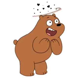 😍 Grizz We Bare Bears gấu, hoạt hình, hào hứng, trái tim telegram sticker