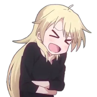 🤣 Anime, Desenho animado, Garota, Rindo, Emocional, Bonito, Cabelo loiro telegram sticker