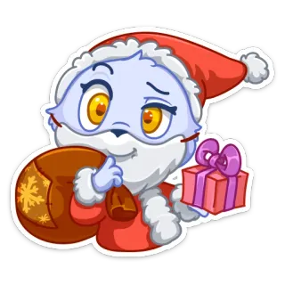 🎁 Boże Narodzenie, Święty Mikołaj, prezent, świętowanie, zima, święto, kreskówka, świąteczny telegram sticker
