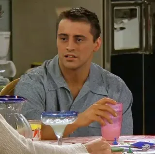 😐 Joey Tribbiani Friends Joey Tribbiani, Friends, Sitcom, Table, Personnage, Télévision whatsapp sticker