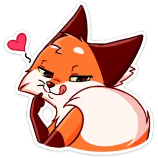 😘 zorro, corazón, lindo, dibujo, animal, amor telegram sticker