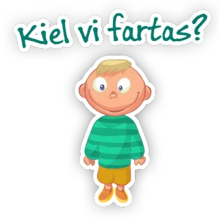 😉 Kiel vi fartas? Cartoon, Gruß, Esperanto, Sprache, Kind, Junge telegram sticker