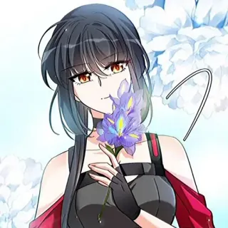 👍 여자, 애니메이션, 꽃, 보라색, 소녀, 일러스트 telegram sticker