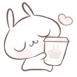 🍒 conejo, conejito, café, bebida, lindo, kawaii, corazón telegram sticker