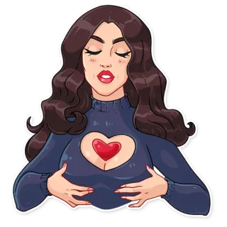 ❤️ mulher, coração, amor, moda, beleza, desenho animado telegram sticker