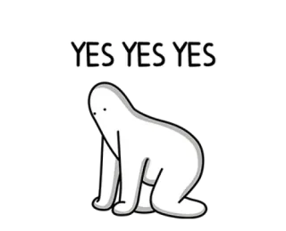 🌫 YES YES YES да, подтверждение, согласен, blob, белый whatsapp sticker
