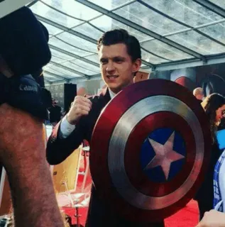 🕸 Tom Holland Escudo Capitão América, Marvel, Ator, Celebridade, Tom Holland, Joinha telegram sticker