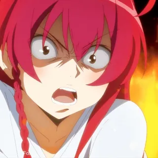 💢 动漫, 生气, 角色, 红发, 动画 telegram sticker