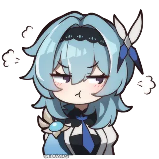 😤 Eula Genshin Impact eula, genshin impact, anime, character, sticker telegram sticker