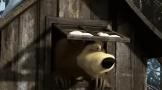 ☀ Bear Masha and the Bear Cartoon, Tier, Bär, Fenster, Haus, Mascha und der Bär telegram sticker