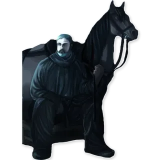 🐴 cavalo, homem, retrato, escuro whatsapp sticker