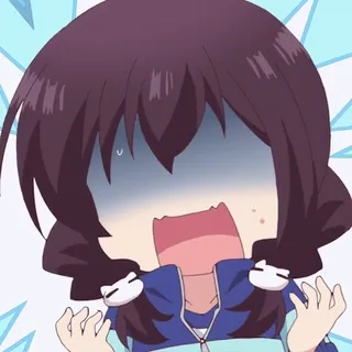 😱 Anime, Dziewczyna, zszokowana, przestraszona, wyraz twarzy, kreskówka telegram sticker