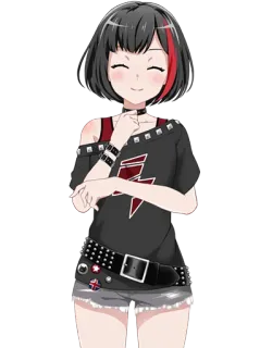 😌 Anime, Chica, Sonrisa, Feliz, Personaje, Ilustración telegram sticker