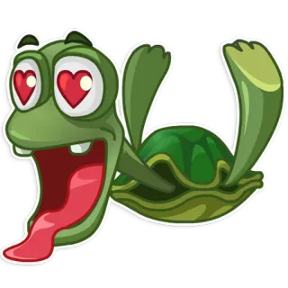 😍 Schildkröte, Cartoon, Liebe, Verrückt, Augen telegram sticker