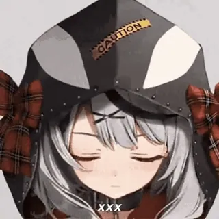 🌙 CAUTION, XXX 애니메이션, 캐릭터, 주의, 일러스트, 후드, 스티커 telegram sticker