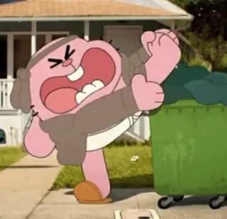 😁 cartoon, angry, upset, trash, animated, pink rabbit, frustration whatsapp sticker
