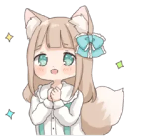 😄 Anime, Kawaii, Fofo, Raposa, Garota, Brilho, Mangá, Chibi whatsapp sticker