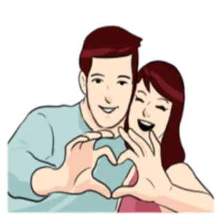 ❤️ casal, amor, coração, romance, desenho animado, juntos telegram sticker