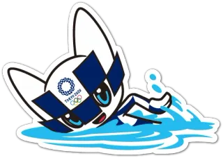 🏊 Miraitowa Tokyo 2020 Miraitowa, Tokyo 2020, Olympics, mascot, sports, swimming, official telegram sticker