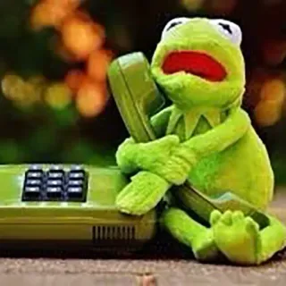 😩 Kermit 科米蛙, 布偶, 电话, 悲伤, 绿色, 卡通, 木偶 telegram sticker