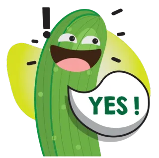 😉 YES! кактус, да, позитивный, счастливый, мультфильм telegram sticker