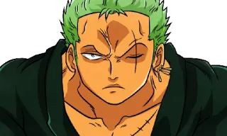 😠 Zoro One Piece anime, swordsman, green hair, one piece telegram sticker