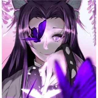 🙂 Shinobu Kocho Demon Slayer anime, demon slayer, butterfly, purple, shinobu kocho, manga telegram sticker