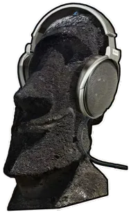 🎶 Moai, Osterinsel, Kopfhörer, Musik, Statue, Stein telegram sticker
