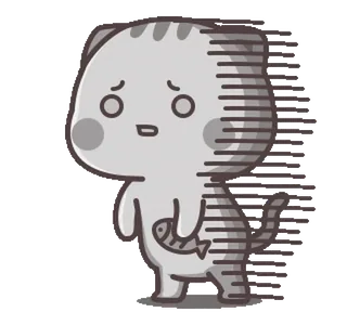 😨 gato, triste, peixe, desenho animado telegram sticker