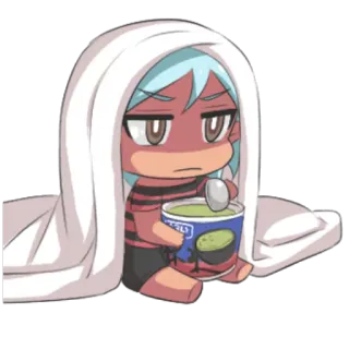 😪 anime, cute, kawaii, blanket, sad, illustration telegram sticker