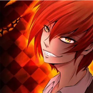 😎 anime, red hair, manga, smirking, cartoon, portrait telegram sticker