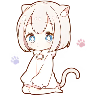😕 chat, chaton, animé, dessin animé, mignon, kawaii, neko, animal telegram sticker