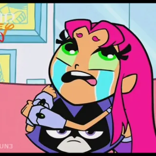😭 Starfire Teen Titans Go! cartone animato, piangere, Teen Titans, Starfire, supereroe telegram sticker