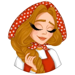 ☺️ mulher, vermelho, lenço, ilustração, desenho animado, folk whatsapp sticker
