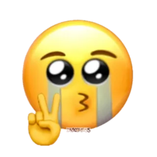 ✌️ 絵文字, ピースサイン, 泣く, 悲しい, 黄色 telegram sticker