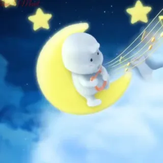 👶 พระจันทร์, ดาว, การ์ตูน, น่ารัก, เด็ก, กลางคืน, เพลง telegram sticker