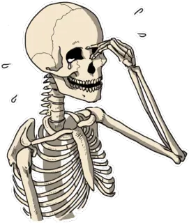 😂 โครงกระดูก, ร้องไห้, เศร้า, กระดูก, น้ำตา, อารมณ์, ร้องไห้ telegram sticker
