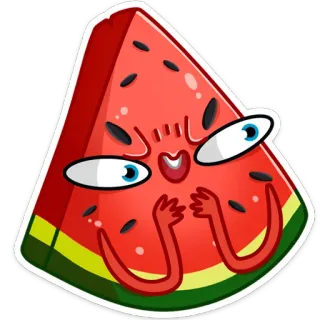 😡 melancia, fruta, desenho animado, comida, emoticon, adesivo whatsapp sticker